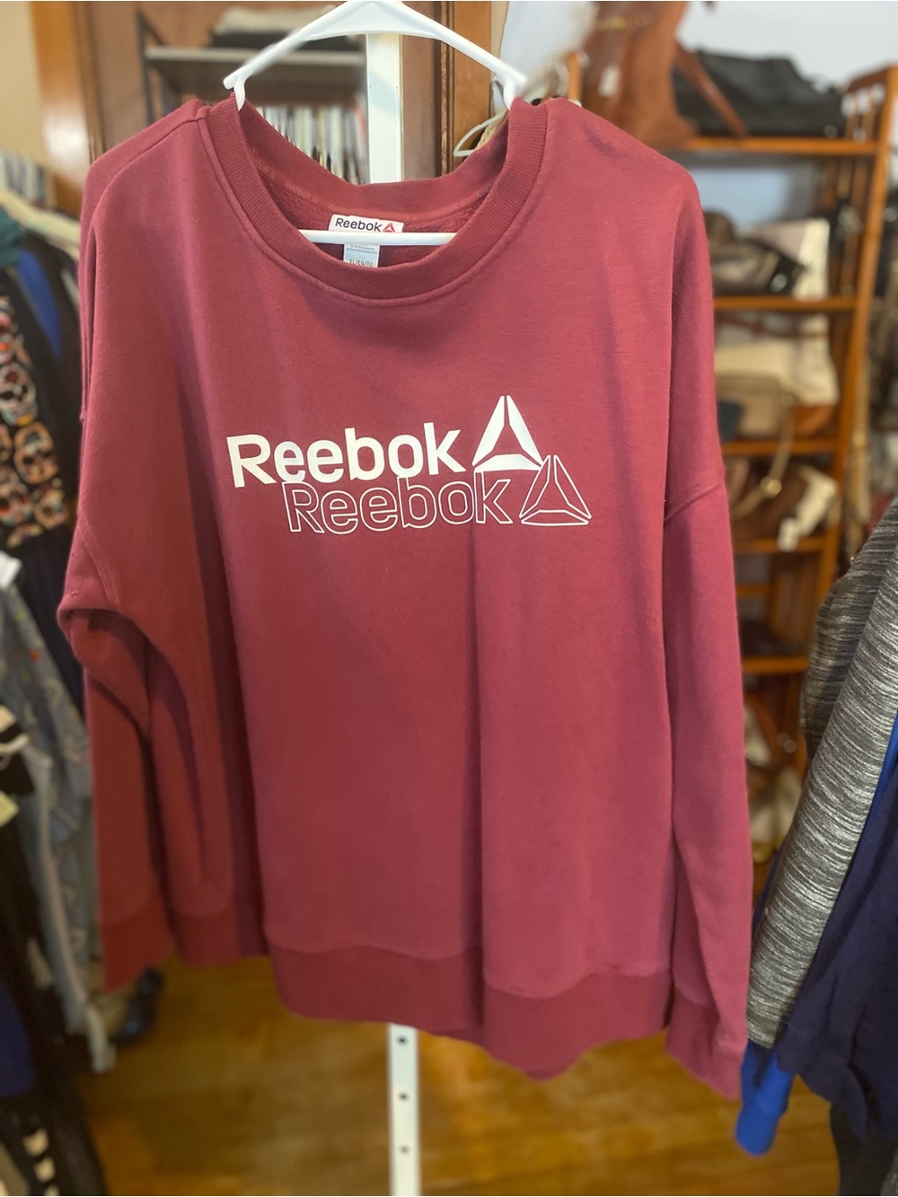 Reebok Men’s Maroon Crewneck Sweatshirt with White Logo